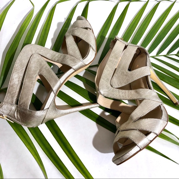 Boston Proper gold caged high heel - Picture 5 of 7